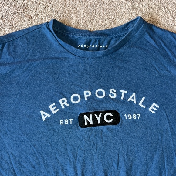 Aeropostale Embroidered Logo Blue Large Short Sleeve T-Shirt - Picture 2 of 3